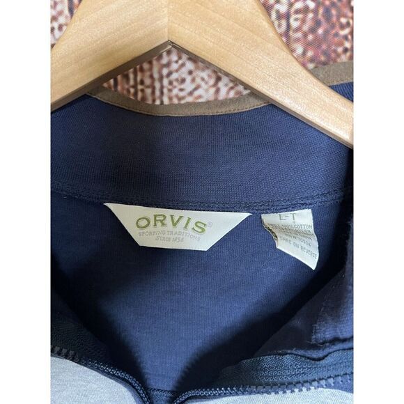 Orvis Mens Blue 1/4 Zip Pullover Sweatshirt Size Large Tall - Picture 3 of 3